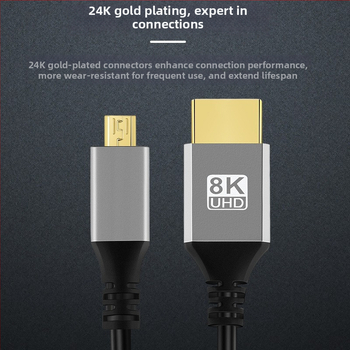 HDMI na Micro HDMI kábel 8K 2.1, meď, pozlátený, adaptér, pre digitálne zariadenia