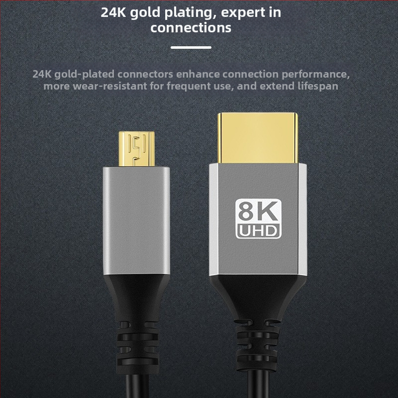 HDMI na Micro HDMI kábel 8K 2.1, meď, pozlátený, adaptér, pre digitálne zariadenia