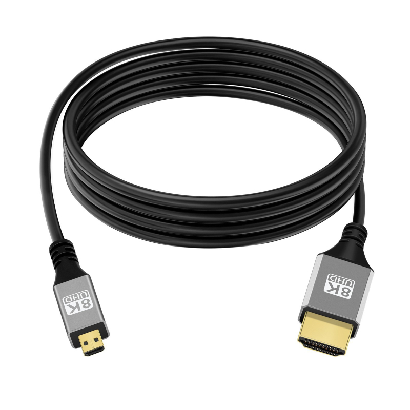 HDMI–Micro HDMI kábel 8K 2.1, réz vezető, aranyozott, adapter típus, digitális eszközökhöz