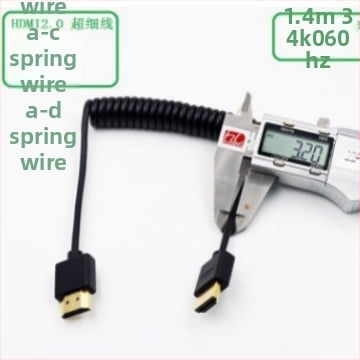 HDMI atsperu kabelis ar standarta/mini/mikro HDMI, OD3.2, 4K kameras kabelis