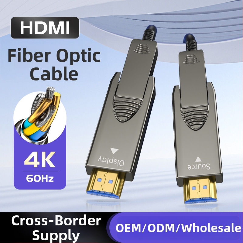HDMI optiskais kabelis, atdalāms inženierijas līmeņa, HDMI 2.0, Type A, zeltīti kontakti