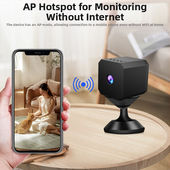 F1 Juhtmevaba siseohutuskamera Wi-Fi-ga, 480p, TF-kaardi salvestus, 1-tunnine aku kasutusaeg, Video ja Foto