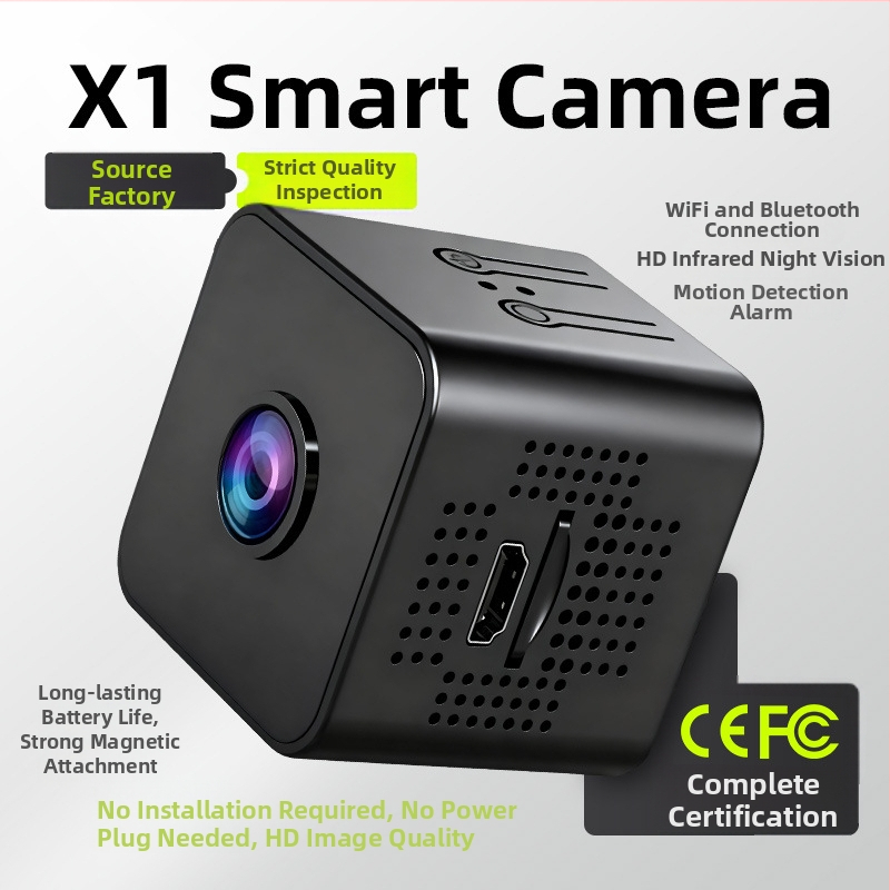 X1 Juhtmevaba turvakamera, 1080P öise nägemisega, TF-mälu, 90-minutiline tööaeg