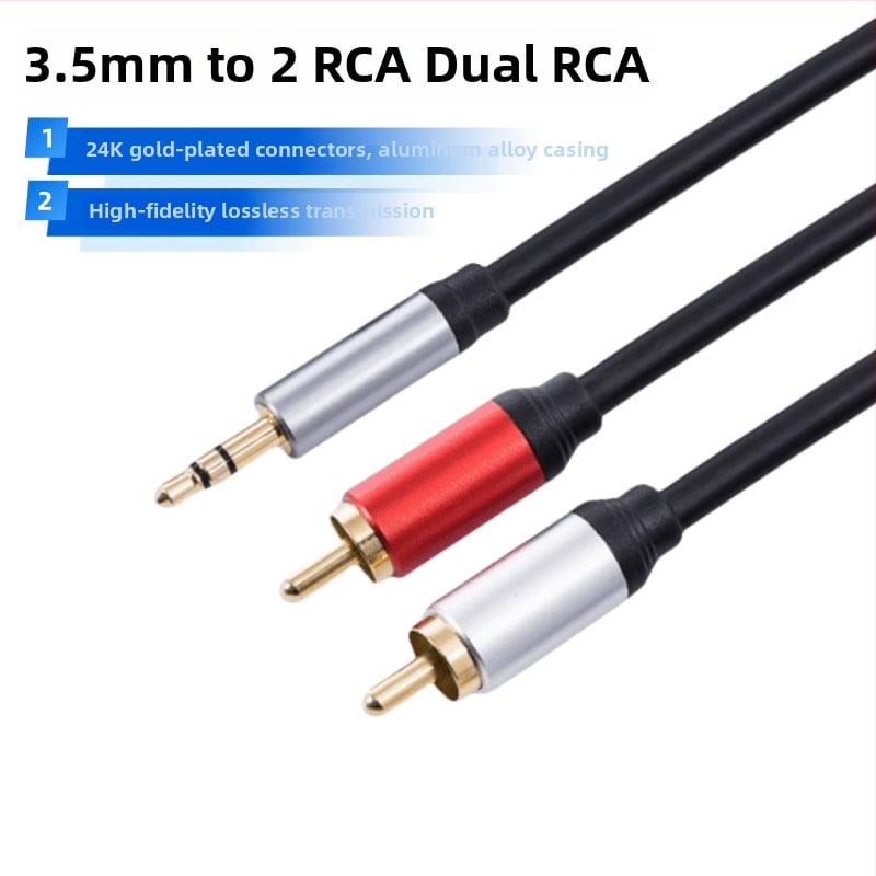 3,5 mm na 2× RCA audio kabel, dvostruki RCA konektori, 1,5 m, pozlaćeni bakreni vodič, AV kabel za TV