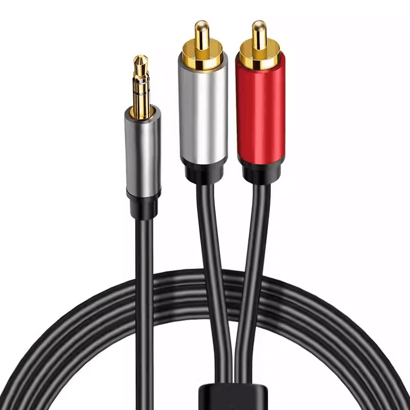 3,5 mm na 2× RCA audio kabel, dvostruki RCA konektori, 1,5 m, pozlaćeni bakreni vodič, AV kabel za TV