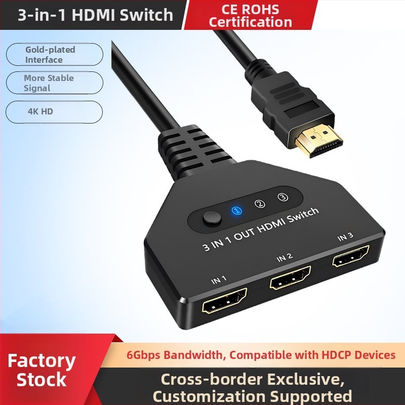 HDMI lüliti 3×1, 4K60Hz/4K30Hz, toitehaldus, mudel HS-309