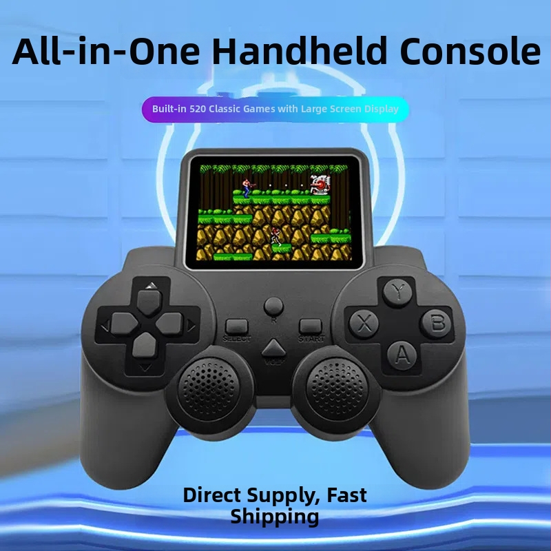 Pārvietojama retro spēļu konsole ar 520 iebūvētām spēlēm, 8-bitu sistēma, atbalsta TV savienojumu diviem spēlētājiem
