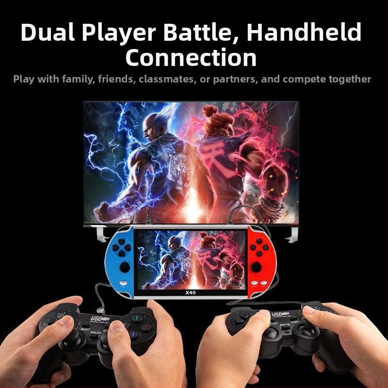 Divu spēlētāju retro rokas spēļu konsoles — 16GB atmiņa, USB interfeiss, 3,5 mm audio, MP4 atskaņotājs