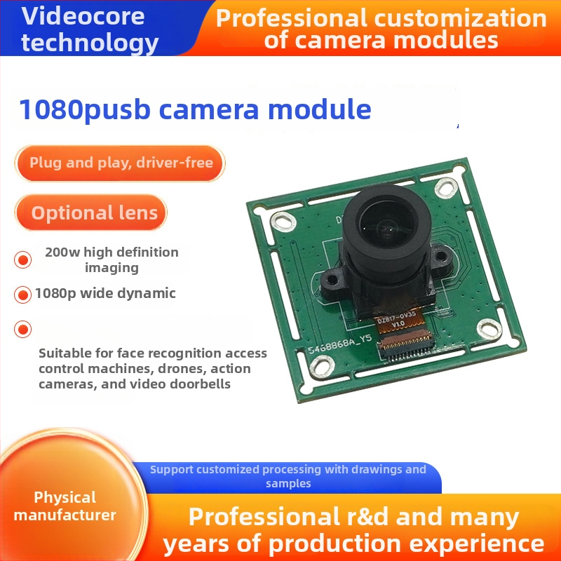 USB kamera modulis – 2MP sensora, 1280x720, 30fps, USB 2.0, bez draiveriem
