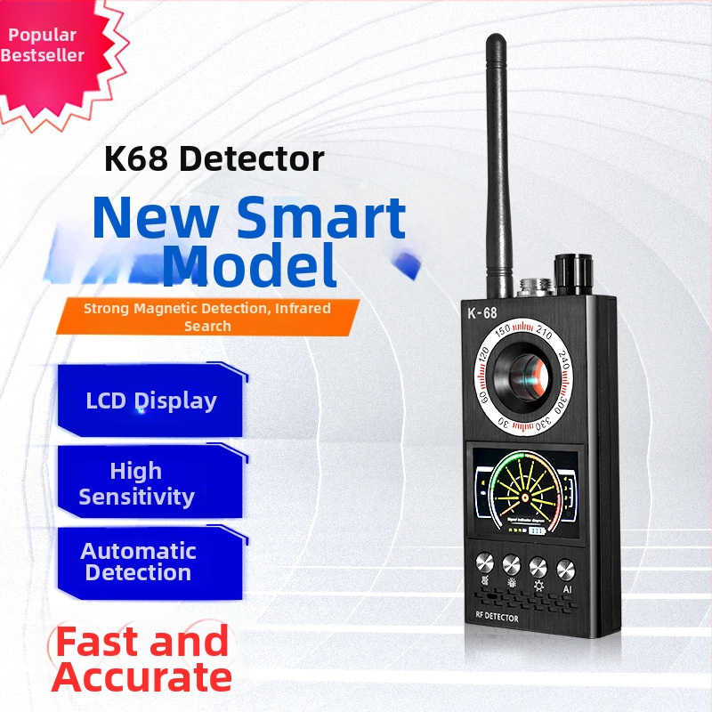 K68 bezvadu kameras detektors ar infrasarkano vibrācijas signālu, detekcijas diapazonu 1-8000 MHz un barošanu 110-220V