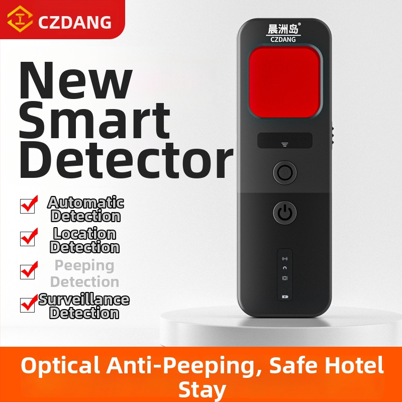 Bezvadu detektors pret spiegošanu un kamerām ar infrredzes uztveri — frekvenču diapazons 10 MHz–5 GHz, darbības diapazons 5 cm–10 m, 12V, skaņas un gaismas signāls