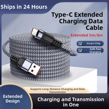 Type-C töltőkábel, szövött kivitel – gyors töltés; interfész: Type-C; egyfejű csatlakozó