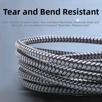 Type-C töltőkábel, szövött kivitel – gyors töltés; interfész: Type-C; egyfejű csatlakozó