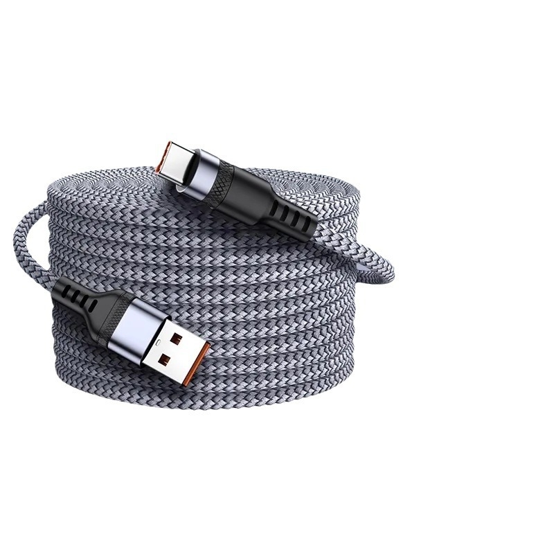 Type-C töltőkábel, szövött kivitel – gyors töltés; interfész: Type-C; egyfejű csatlakozó