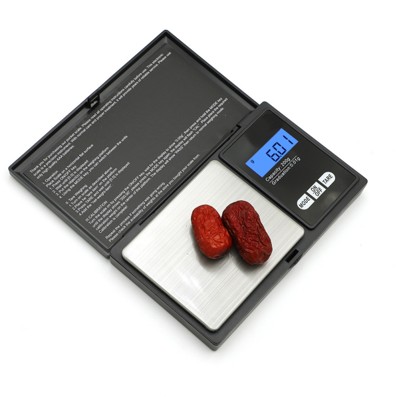 Vaga za nakit, model P258, kapacitet 1000 g, elektronička digitalna vaga, napajanje: 2× AAA baterije, materijali: nehrđajući čelik/ABS plastika/aluminij