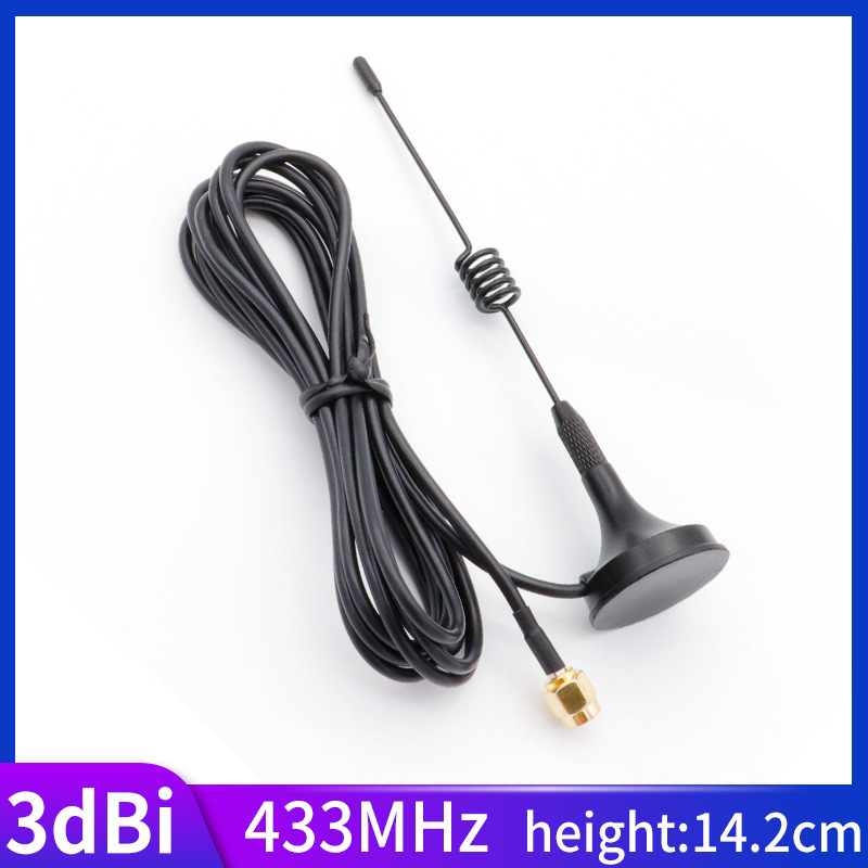 Antena LoRa 433 MHz pentru transmisia datelor, suport magnetic puternic cu ventuză, câștig înalt, impermeabilă pentru exterior