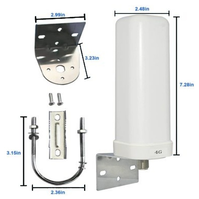 Antena Gun Barrel pentru Router/Modem 3G/4G LTE, Interior/Exterior, 12 dBi câștig, intervalul de frecvențe 698–4900 MHz, 50 Ω, SWR ≤ 1.5, 5 V