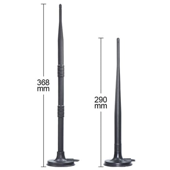 Vanjska vodootporna 4G antena s usisnom čašom i SMA priključkom, raspon frekvencija 698–2700 MHz, dobitak 15 dBi, impedancija 50 Ω, SWR ≤ 1,5