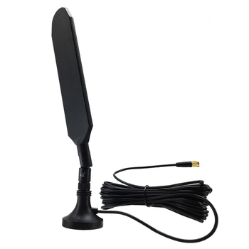 SMA antena s jakim magnetskim držačem, PCB, gumom i vanjskim produžnim kabelom, za usmjerivače i digitalne uređaje; raspon frekvencija 698–2700 MHz, dobitak 5–8 dBi, impedancija 50 Ω, SWR ≤1,5