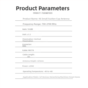 4G anténa so sákovým uchom, omnidirekčná vysoký zisk 10 dBi pre router a sieťovú kartu, 700–2700 MHz, 50 Ω, SWR <= 1.5, 3–5 V