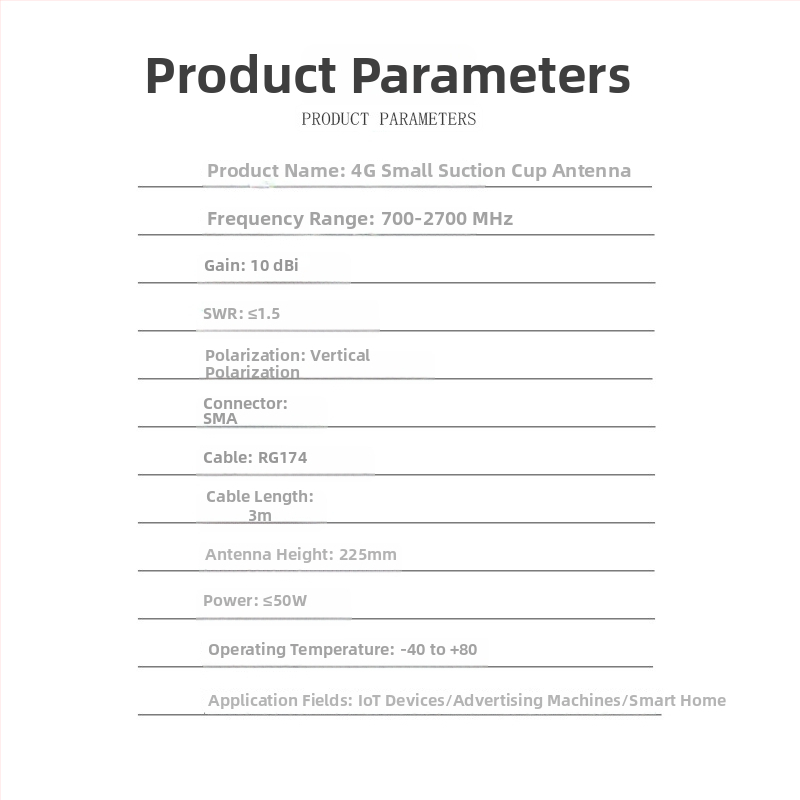 4G anténa so sákovým uchom, omnidirekčná vysoký zisk 10 dBi pre router a sieťovú kartu, 700–2700 MHz, 50 Ω, SWR <= 1.5, 3–5 V