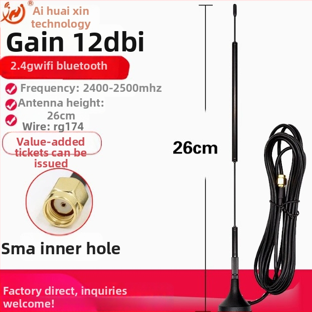 Prísavná anténa 2,4 GHz, zisk 12 dB, WiFi/Bluetooth IoT anténa