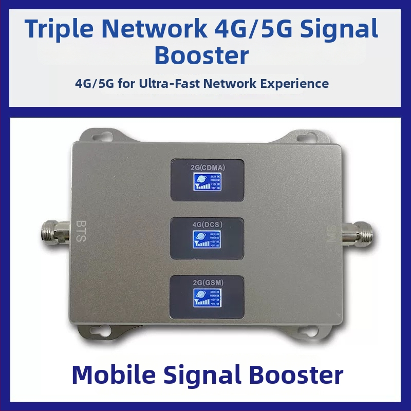 XR GDW trīsjoslu mobilo sakaru signāla pastiprinātājs 2G/3G/4G, 900/1800/2100 MHz, FDD, pārklājums ≤1000 m², svars 0,7 kg