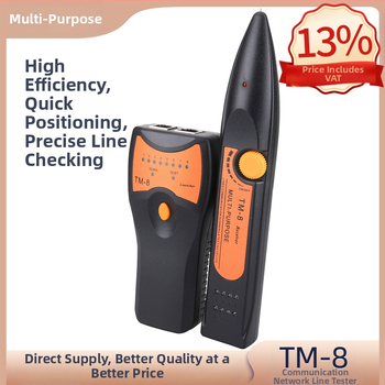 TM-8 Tīklu līniju meklētājs – Inteligents digitālais līniju meklētājs RJ45/RJ11 testēšanai, līniju meklēšana un izlīdzināšana, daudzfrekvenču impulsa signāls, darbības attālums ≥3 km, 8Vp-p izeja