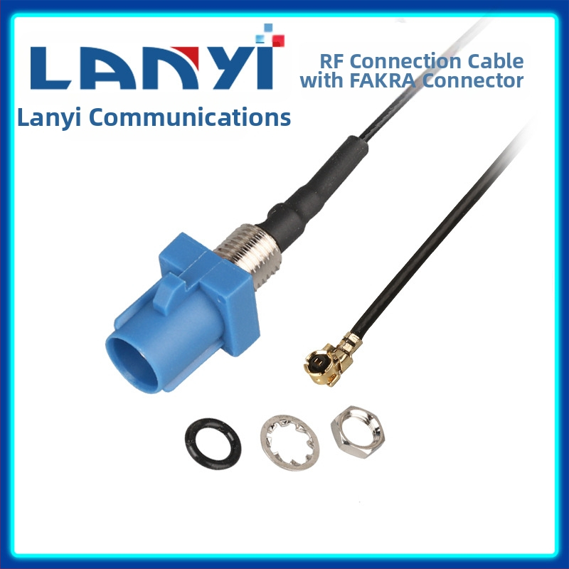 RF jumper kábel FAKRA na IPEX pre GPS anténu, FAKRA samica na IPEX, 0–6 GHz, 50 Ω, SWR ≤ 1,2, 5 V