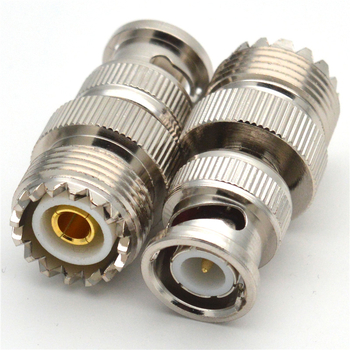 RF koaksijalni adapter BNC na UHF, muški BNC na ženski UHF, model BNC/UHF-JK, bakreni kontakti, PTFE dielektrik, 1 jezgra