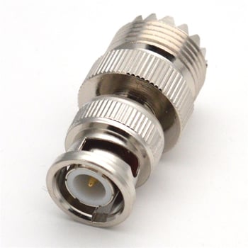 RF koaksijalni adapter BNC na UHF, muški BNC na ženski UHF, model BNC/UHF-JK, bakreni kontakti, PTFE dielektrik, 1 jezgra