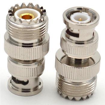 RF koaksijalni adapter BNC na UHF, muški BNC na ženski UHF, model BNC/UHF-JK, bakreni kontakti, PTFE dielektrik, 1 jezgra