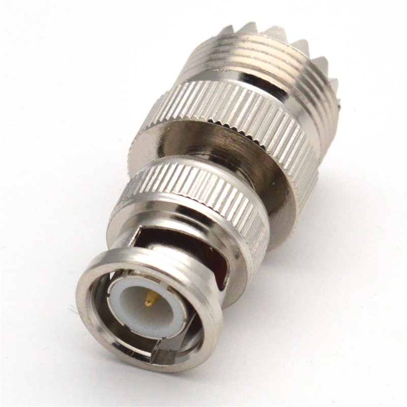 RF koaksijalni adapter BNC na UHF, muški BNC na ženski UHF, model BNC/UHF-JK, bakreni kontakti, PTFE dielektrik, 1 jezgra