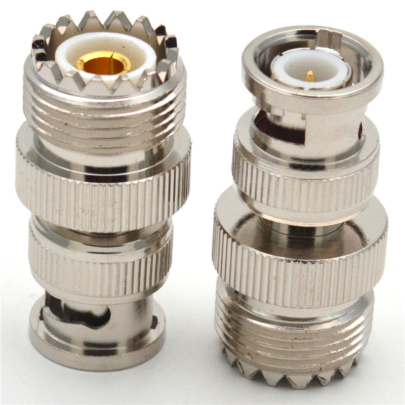 RF koaksijalni adapter BNC na UHF, muški BNC na ženski UHF, model BNC/UHF-JK, bakreni kontakti, PTFE dielektrik, 1 jezgra