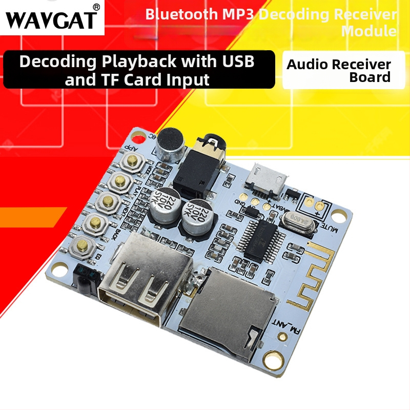 Belaidė Bluetooth garso priėmimo plokštė su dekodavimu ir atkūrimu, USB ir TF kortelės palaikymas, priekinė išvestis