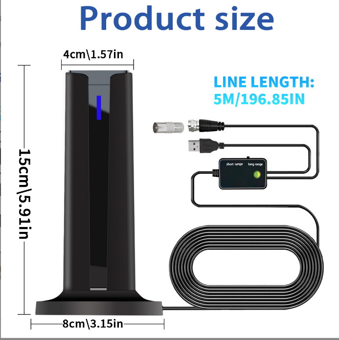 Zemaljska valna digitalna TV antena s pojačalom signala (dugi domet prijema, podržava 4K/1080P)