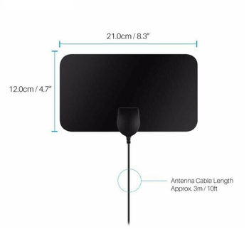 BestLink unutarnja TV antena, pojačanje 20 dB, raspon frekvencija 174–240/470–862 MHz, ulazna impedancija 75 Ω, F-type konektor, kabel 3.7 m