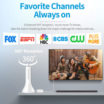 Vnútorná TV anténa pre ATSC HD digitálny príjem – zisk 30 dB, frekvenčné pásma VHF 170–240 MHz / UHF 470–860 MHz, impedancia 75 Ω, SWR ≤ 2.0