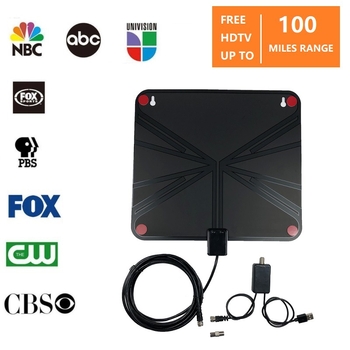 Antena TV internă, ATSC/DVB-T2 compatibilă, 30 dB câștig; interval de frecvențe 170–862 MHz; impedanță 75 Ω; SWR ≤ 2