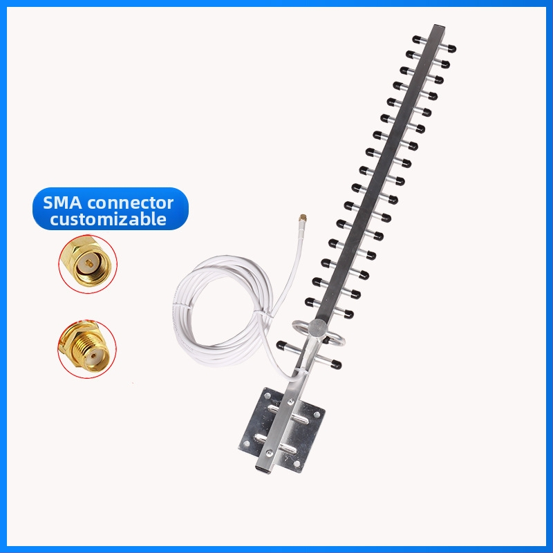18-prvková Yagi anténa, smerová, zisk 20 dBi, 2400–2500 MHz, 50 Ω, SWR ≤ 1.5