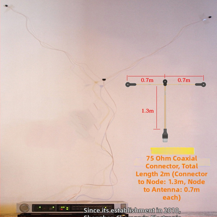FM radio antena ar dubultparalēlo kabeli, sieviešu savienotājs, SWR ≤ 1.8
