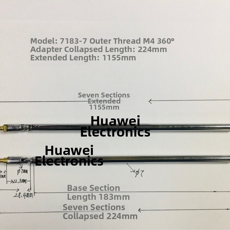 Teleskopiskā antena HW 7183-7 ar ārējo vītni M4, 360° griešanās, TV lietošanai
