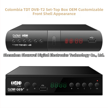 Set-top kaste DVB-T2 digitālajai zemes televīzijai (divkodolu GX mikroshēma, ECOS OS, 1920x1080, USB/HDMI/Koaksiālais/Tīkla savienojumi)