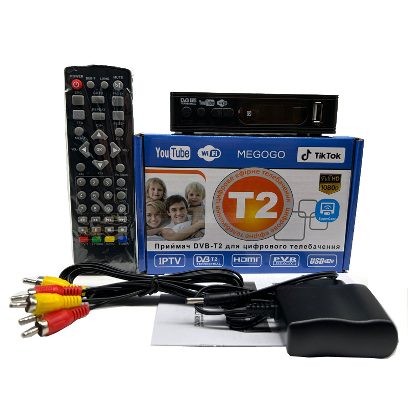DVB-T2 HDTV Set-Top Box FTA uztvērējs ar H.264, 1920x1080, USB/HDMI/AV, 512MB RAM, ECOS operētājsistēma