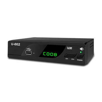 DVB-T2 HD digitālais set-top box ar četrkodolu procesoru, 512MB RAM, 1920x1080 izšķirtspēja, USB/HDMI/Wi‑Fi/AV interfeisi