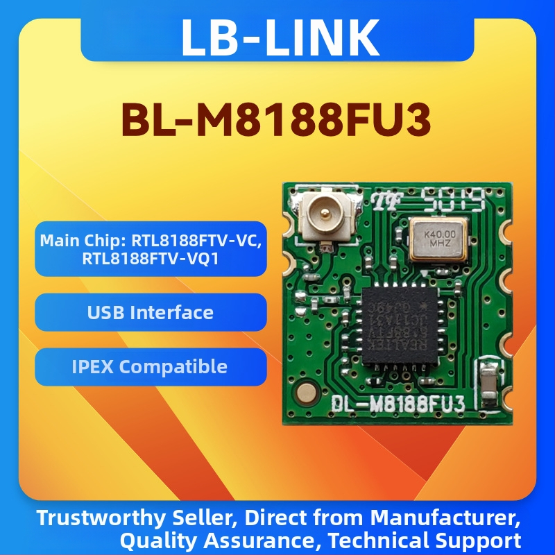 B-LINK BL-M8188FU3 juhtmevaba moodul, RTL8188FTV kiip, IPEX ühendus, mõeldud Set-Top Box jaoks