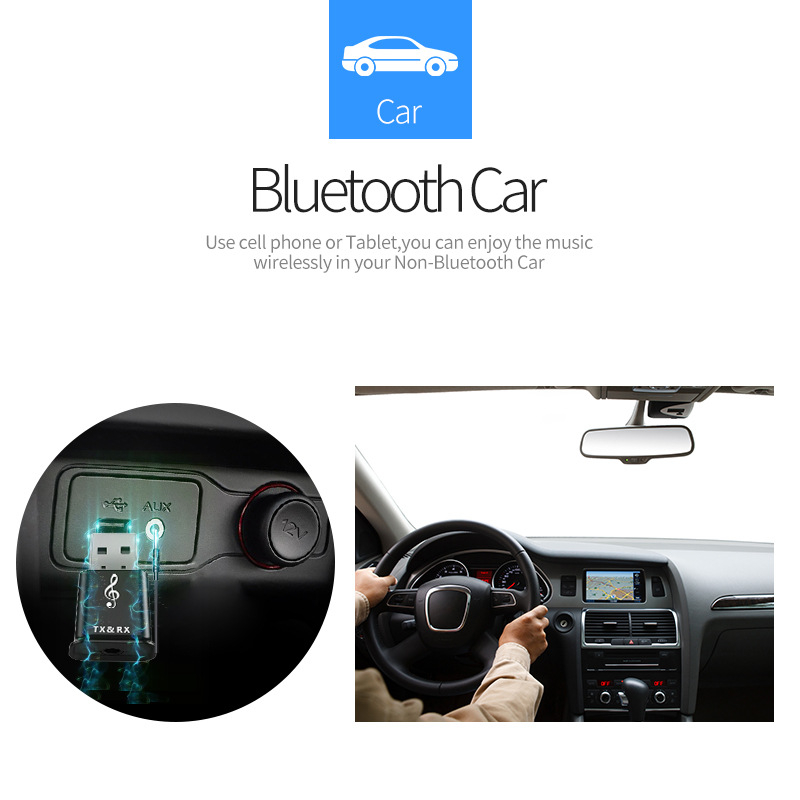 MSD168 USB Bluetooth odašiljač-prijemnik 5.0 s 3.5mm AUX, Plug‑and‑Play, bez vanjskog napajanja, doseg 10 m