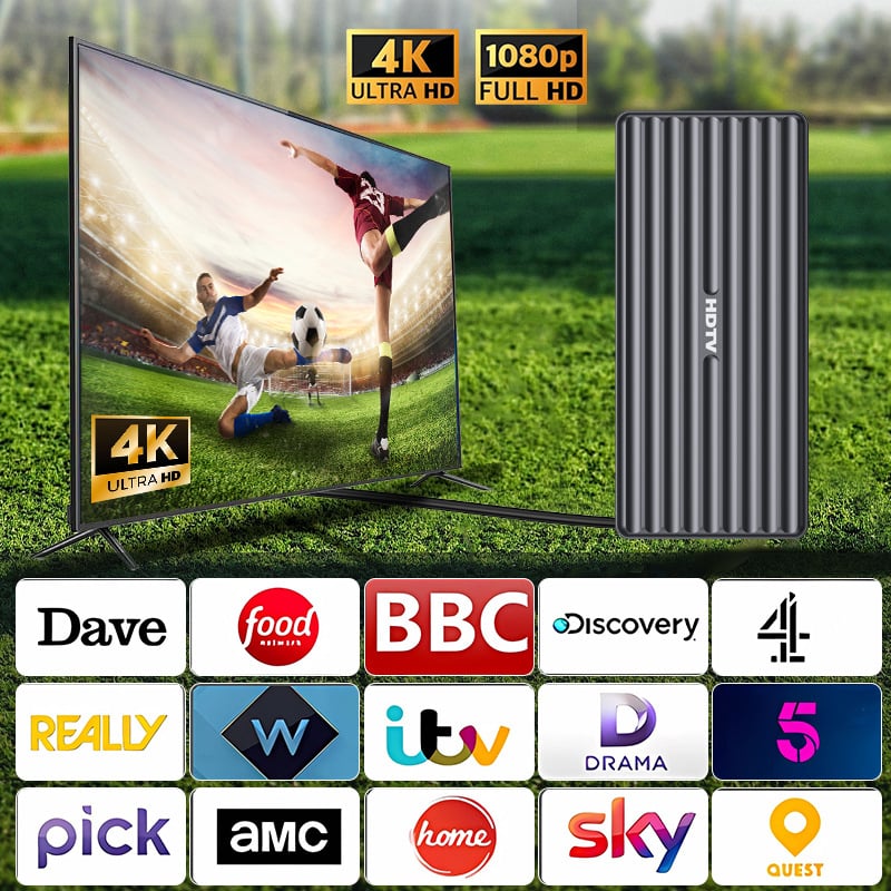 Televízna anténa pre vnútorné aj vonkajšie použitie s zosilňovačom pre digitálny HD príjem OTA