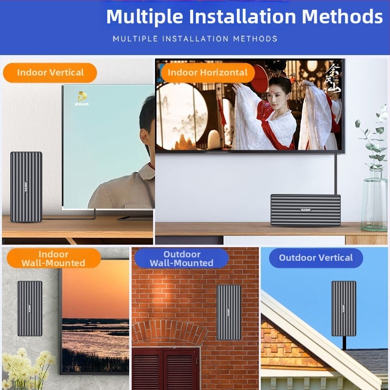 Televízna anténa pre vnútorné aj vonkajšie použitie s zosilňovačom pre digitálny HD príjem OTA