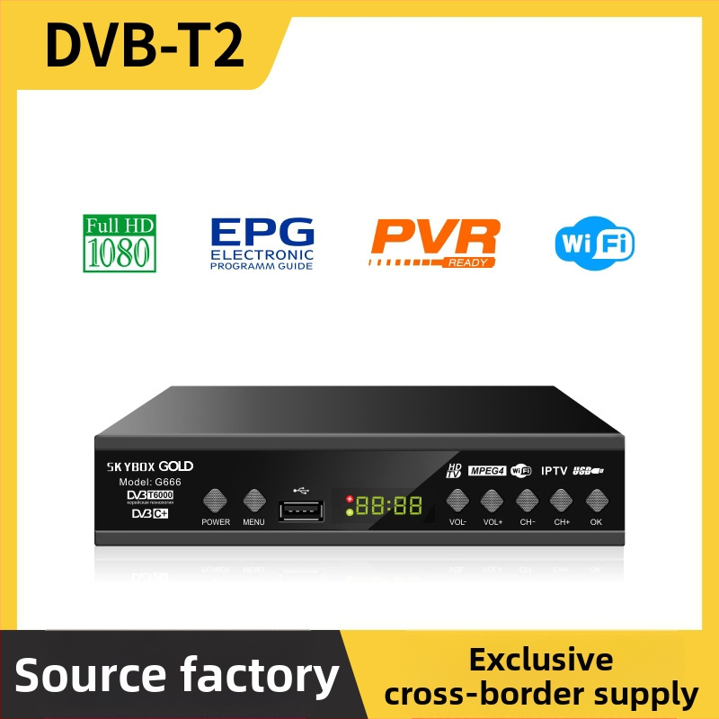 DVB-T2/C Set-Top Box SK YBOX GOLD, 1080p izšķirtspēja, USB/HDMI/AV/TV interfeisi, GX6705/MT2200 čipset, ECOS operētājsistēma